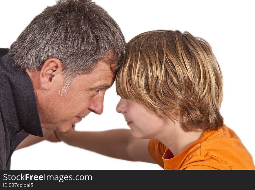 Father and son hugging