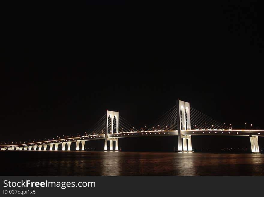 Bridge with neon light