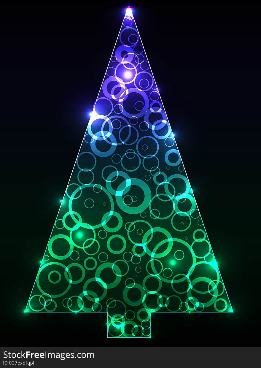 Neon christmas tree. Vector illustration. Neon christmas tree. Vector illustration