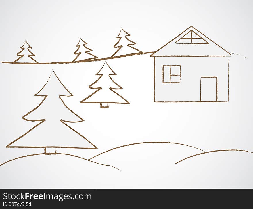 Cartoon grey landscape. Vector illustration. Cartoon grey landscape. Vector illustration