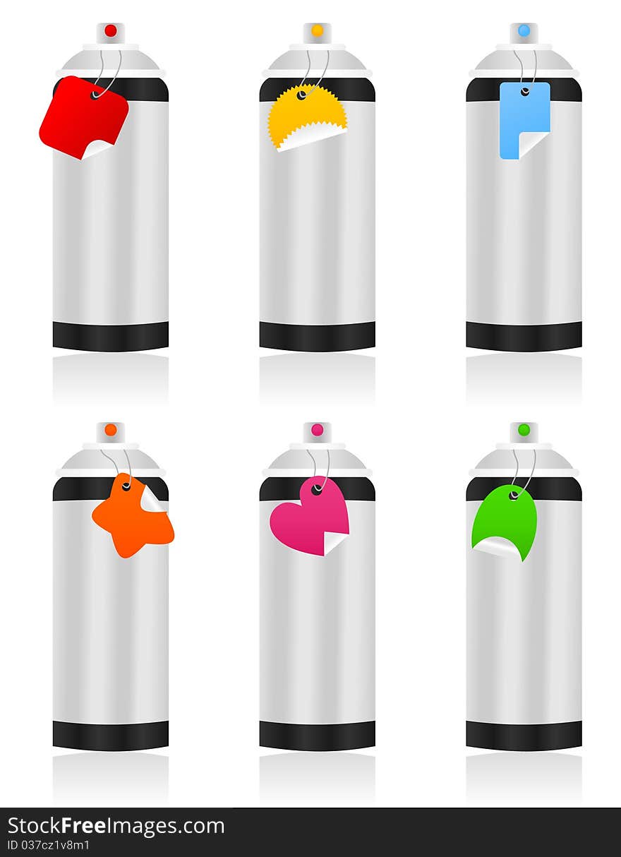 Capacity with an aerosol of different colours. A illustration