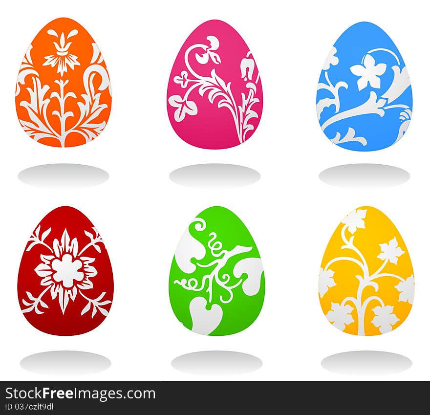 Set of Easter eggs of different colour. A illustration. Set of Easter eggs of different colour. A illustration