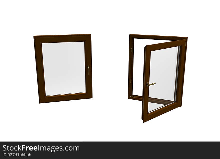 Two brown windows on a white background