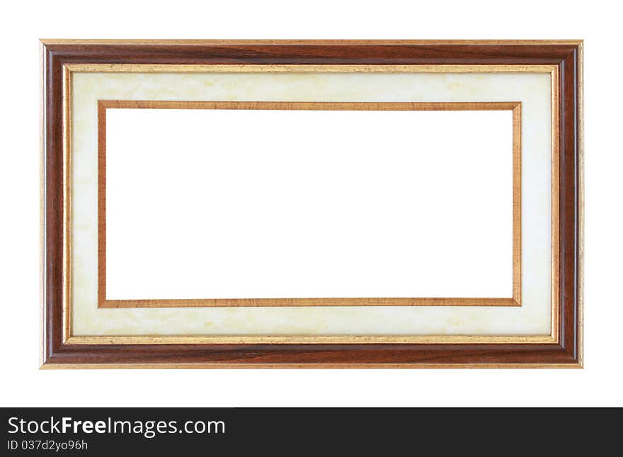 Antique wooden frame isolated on a white background