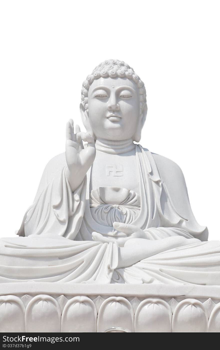 White Buddhist with isolated background