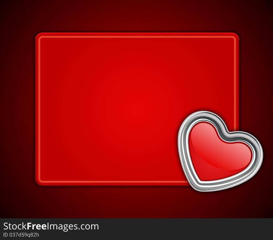 Red Shiny Heart Shape On Card