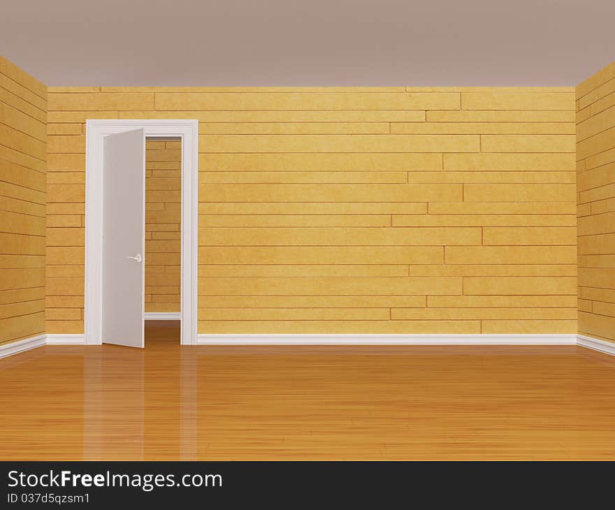 Empty room with open  door