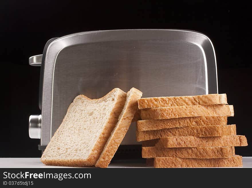 A toaster and a special bread for toast.