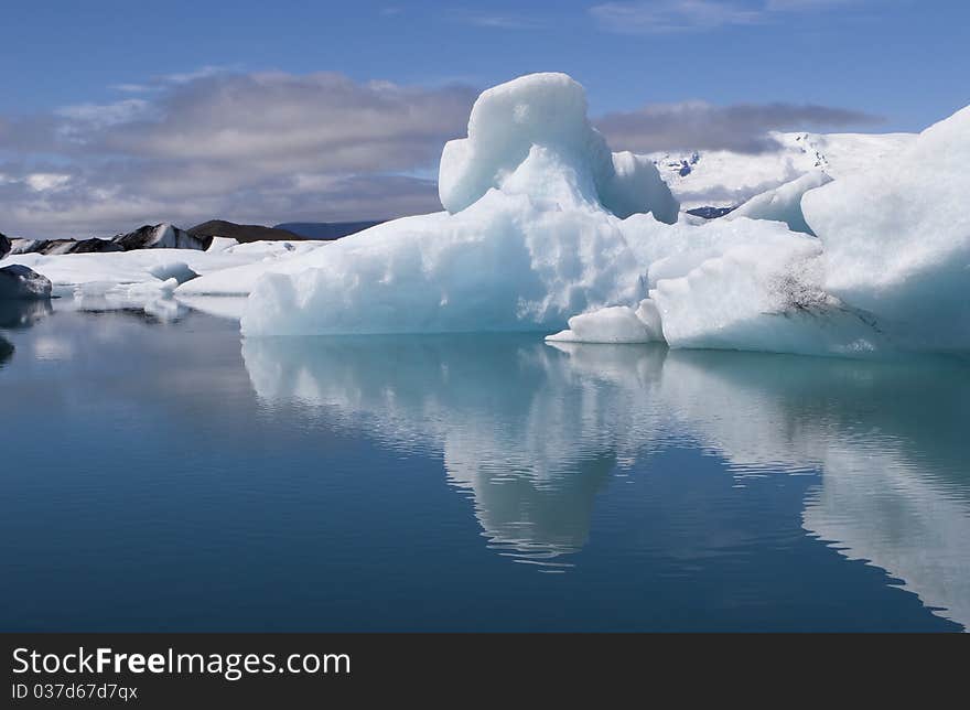 Iceberg floting under glacier in Iceland