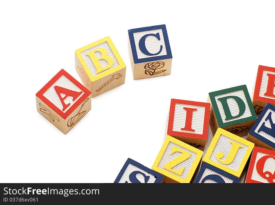 Cubes with letters isolated on white background