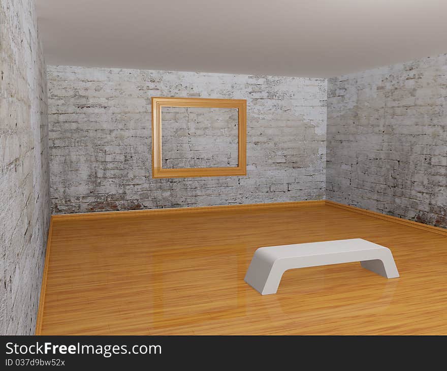 Empty gallery with picture frame