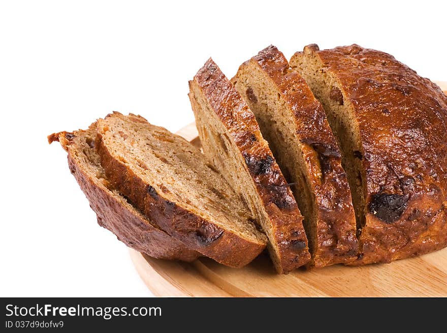 The cut bread  isolated on white