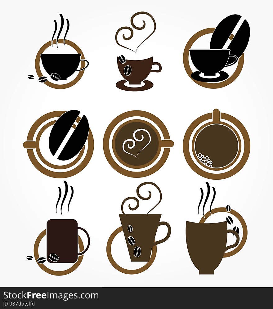 Set of icons with coffee image. Set of icons with coffee image