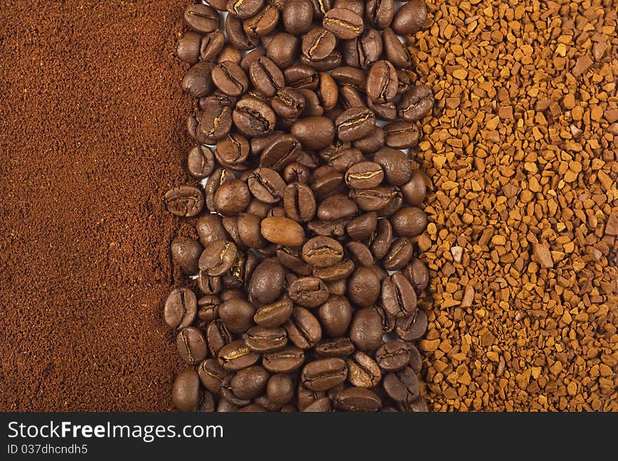 Background of three kinds of cofee. Background of three kinds of cofee