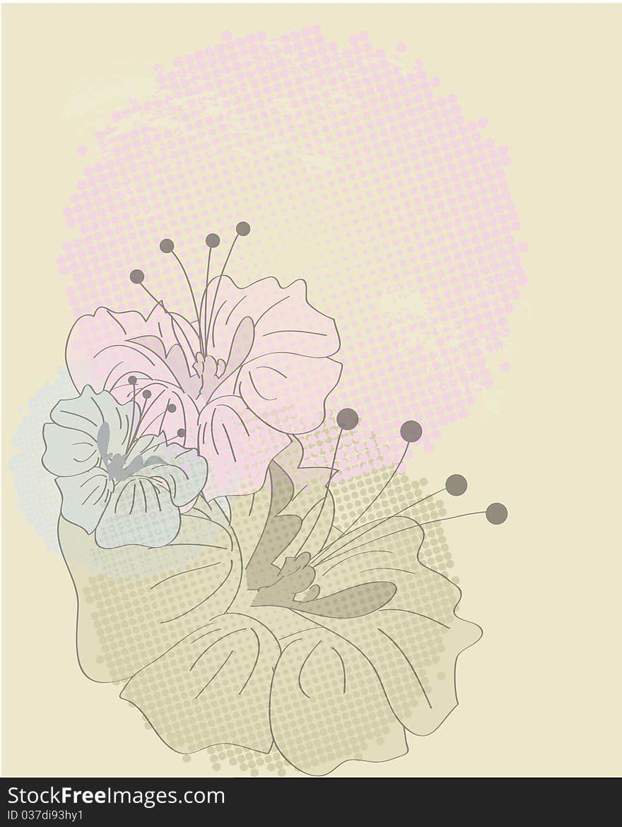 Grunge beige background with flowers. Grunge beige background with flowers