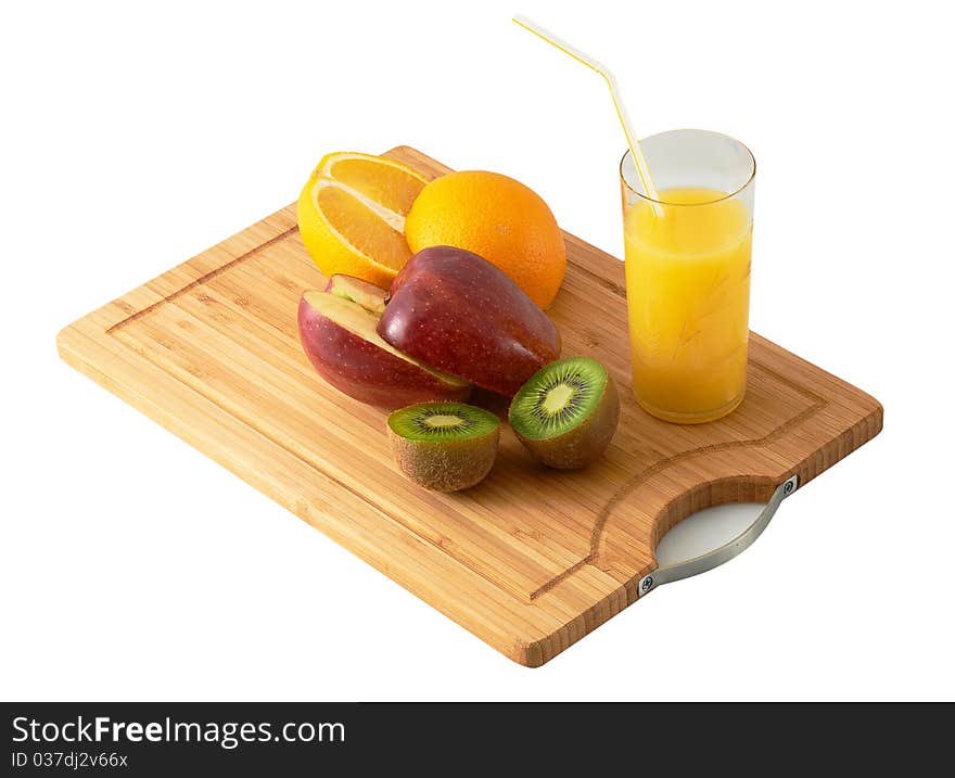 Fresh fruits rich in vitamins isolated on a white background