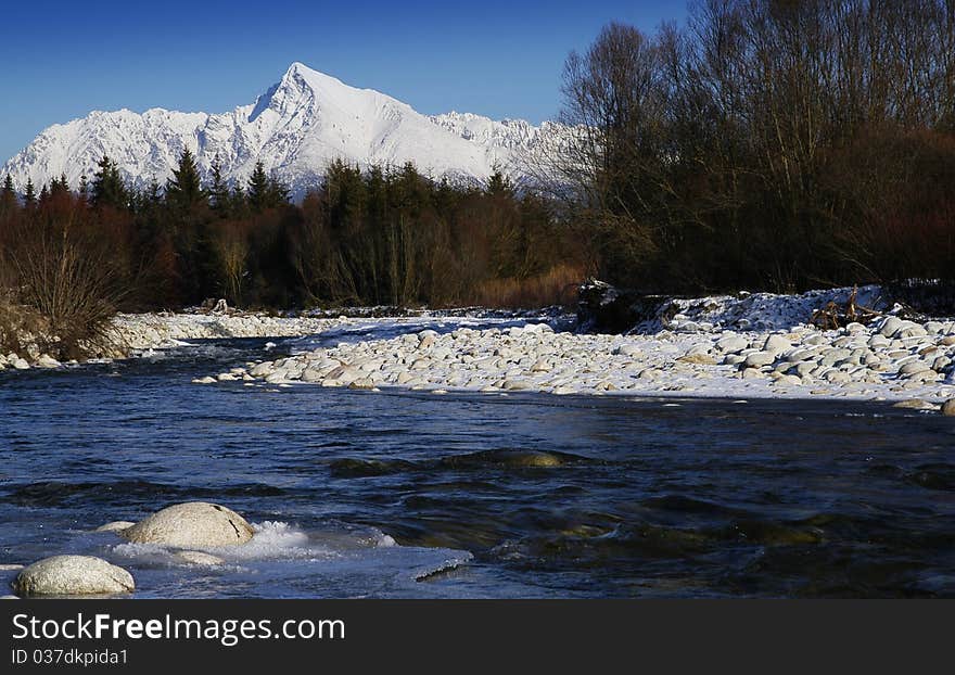 Winter under the High Tatras in central Slovakia