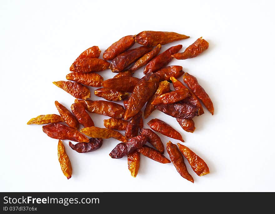 Dried-up chili isolated