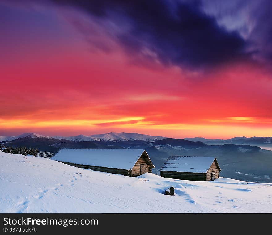 Winter Landscape In Mountains