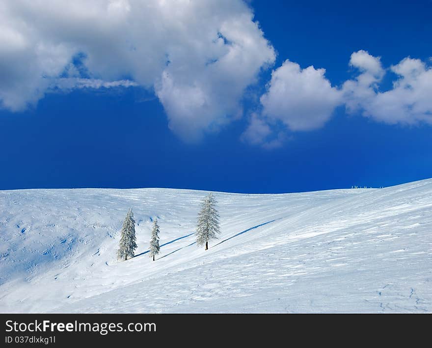 Winter landscape in mountains