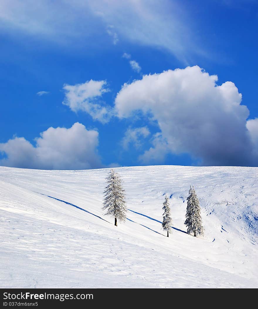 Winter landscape in mountains