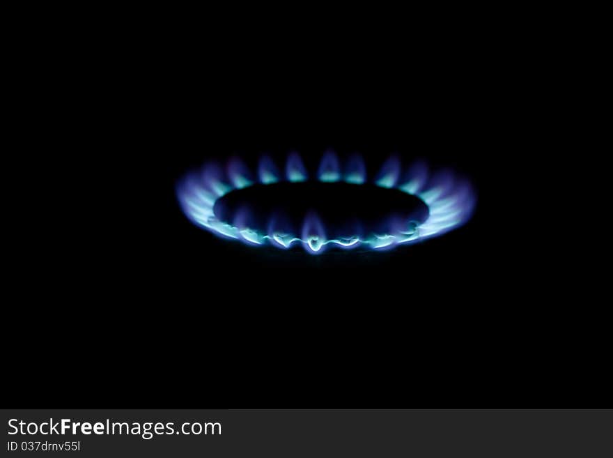 Gas torch (ring) with a dark blue flame