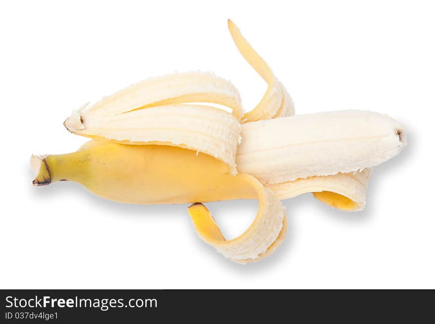 Half peeled banana