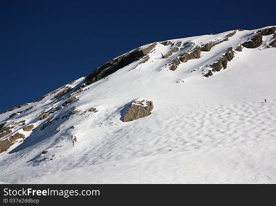 View on alpine ski slopes