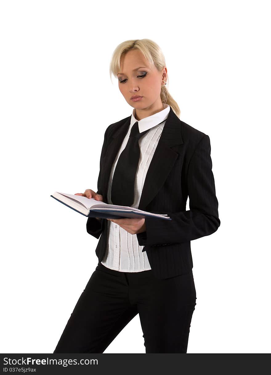 Female with notebook.