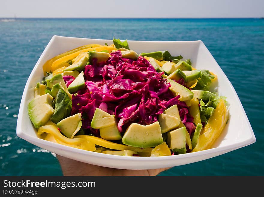 Misc salad of vegetable in tropical beach