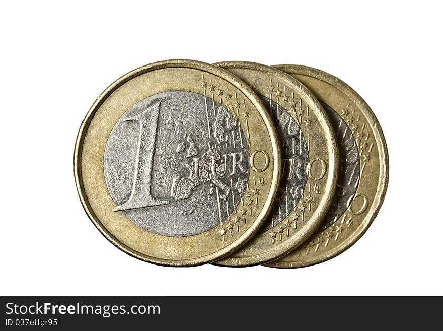 Euro coins isolated on white background