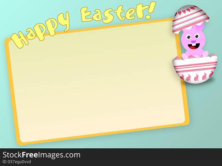 Happy Easter bunny in an egg card