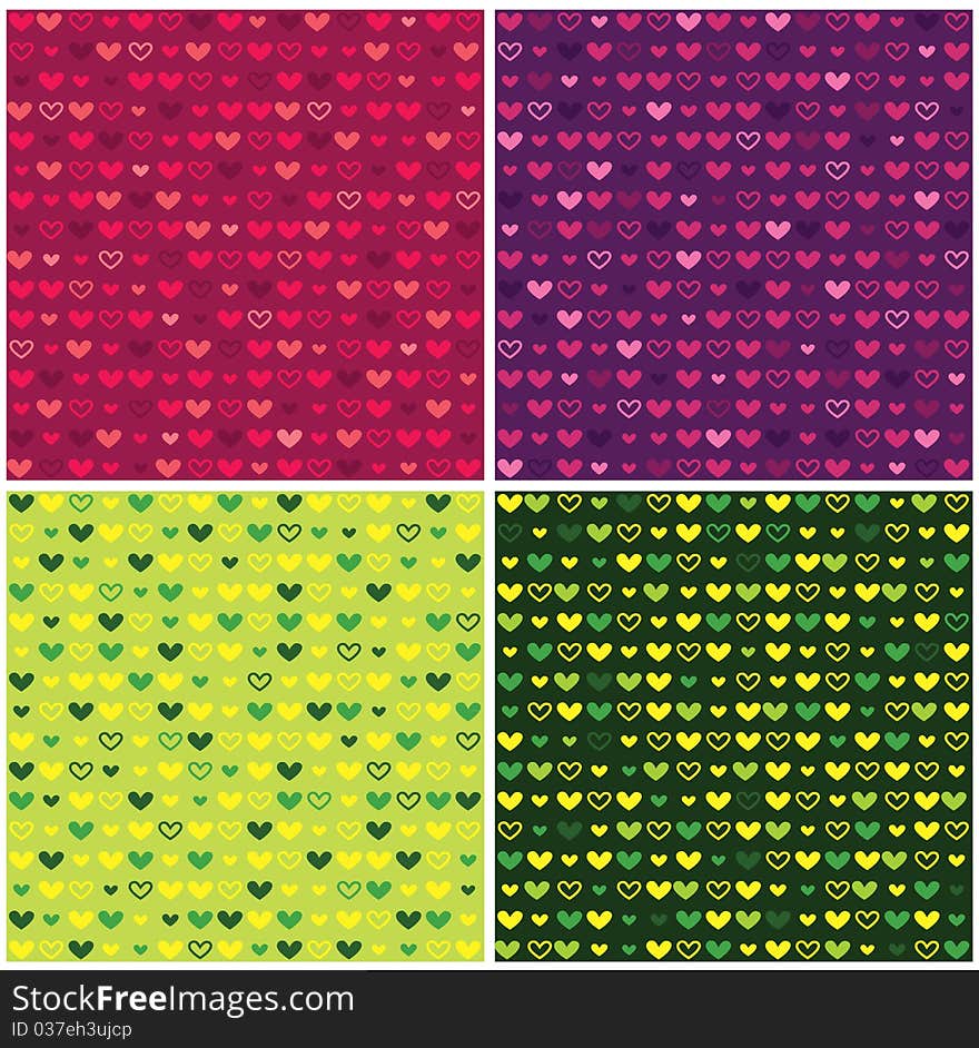 Colored hearts on a colored background