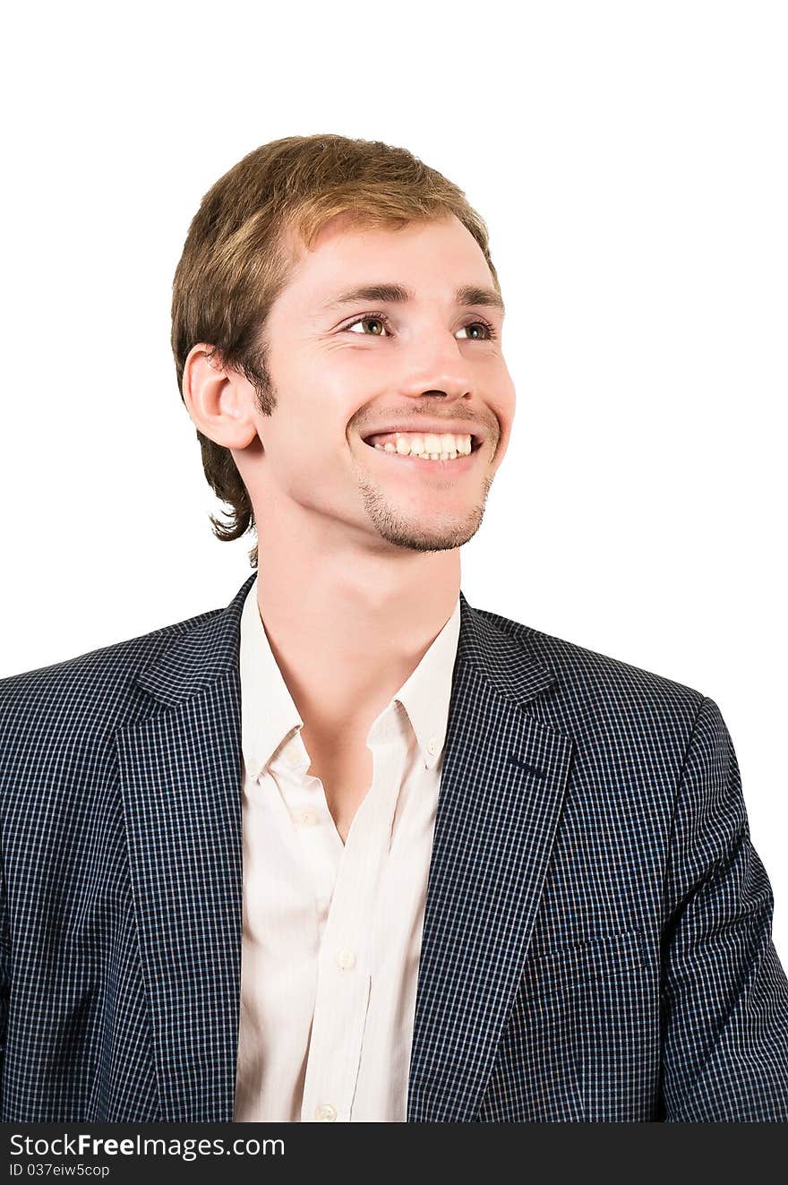 The photo shows a young man in a suit