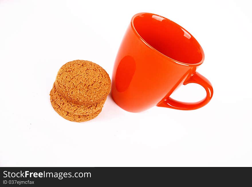 Cups for tea on a white background