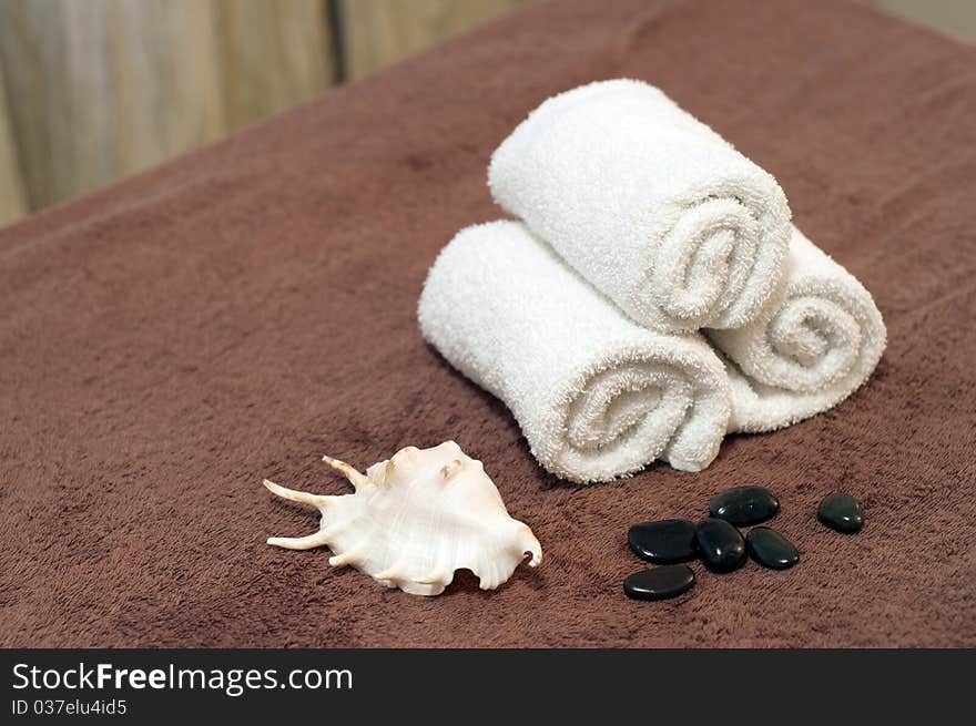 Health composition, spa with white towel. Health composition, spa with white towel