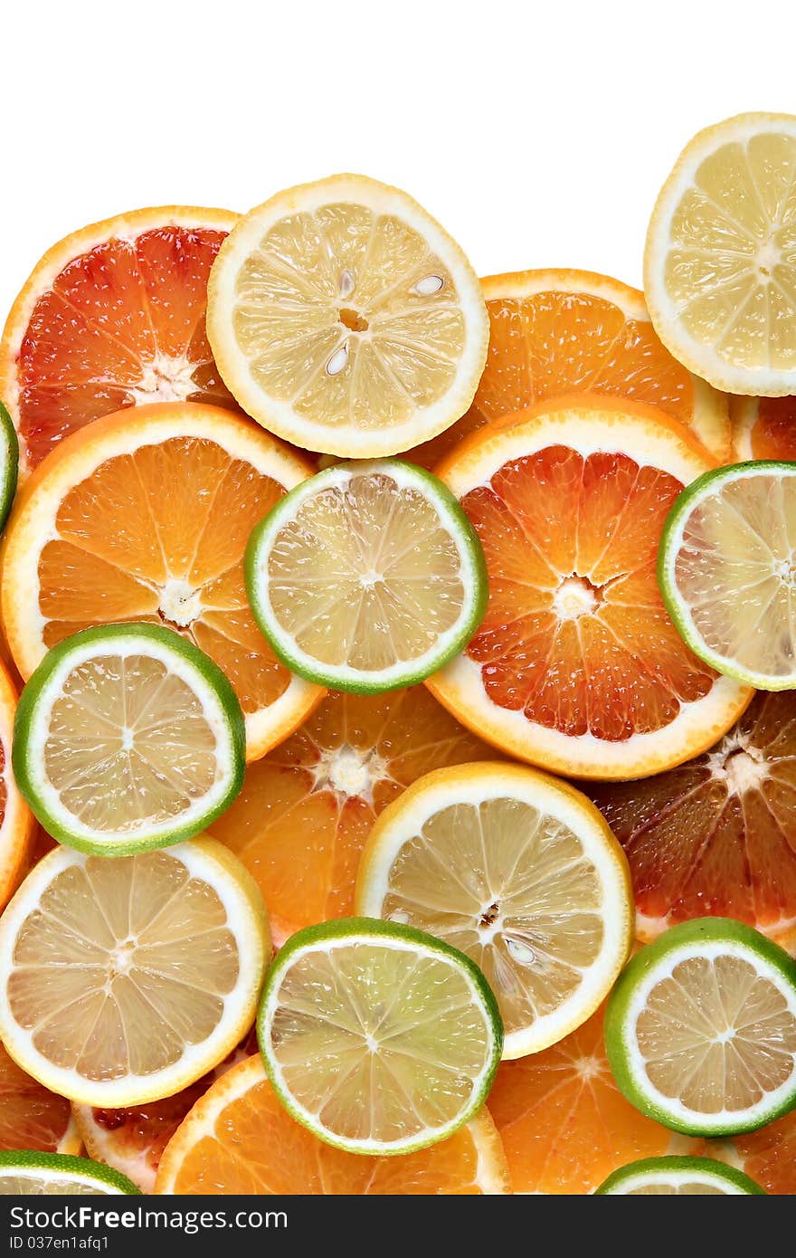 Slices of orange, lemon and lime