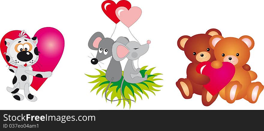 Valentine`s day animals Vector collection