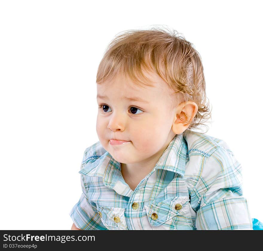 Happy Cute Baby Boy over white isolated