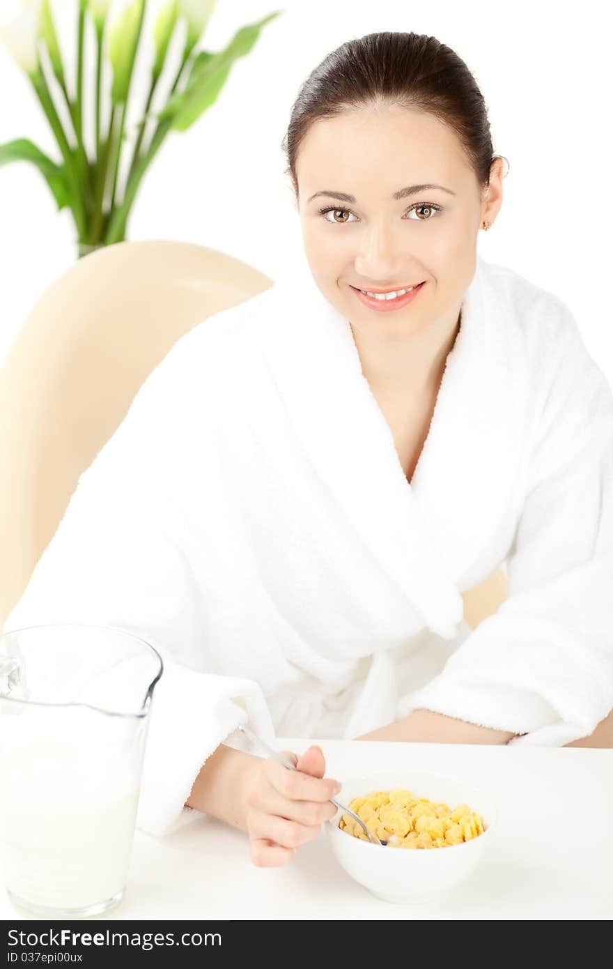 Happy Woman Holding Bowl