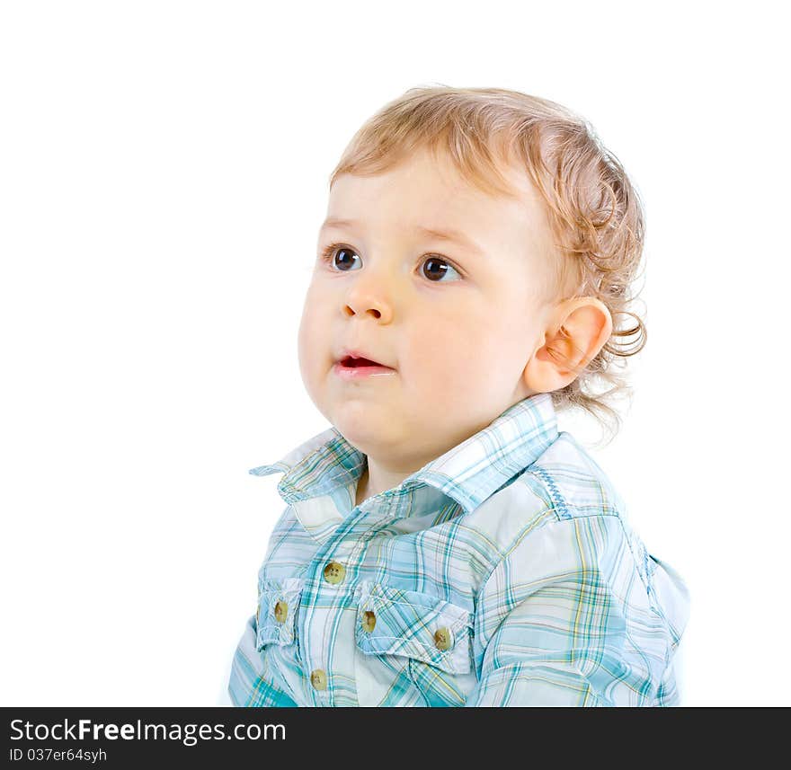 Emotion Happy Cute Baby Boy over white isolated