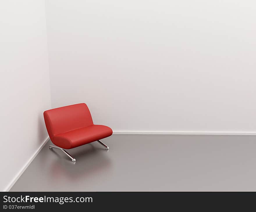 Red chair in the corner