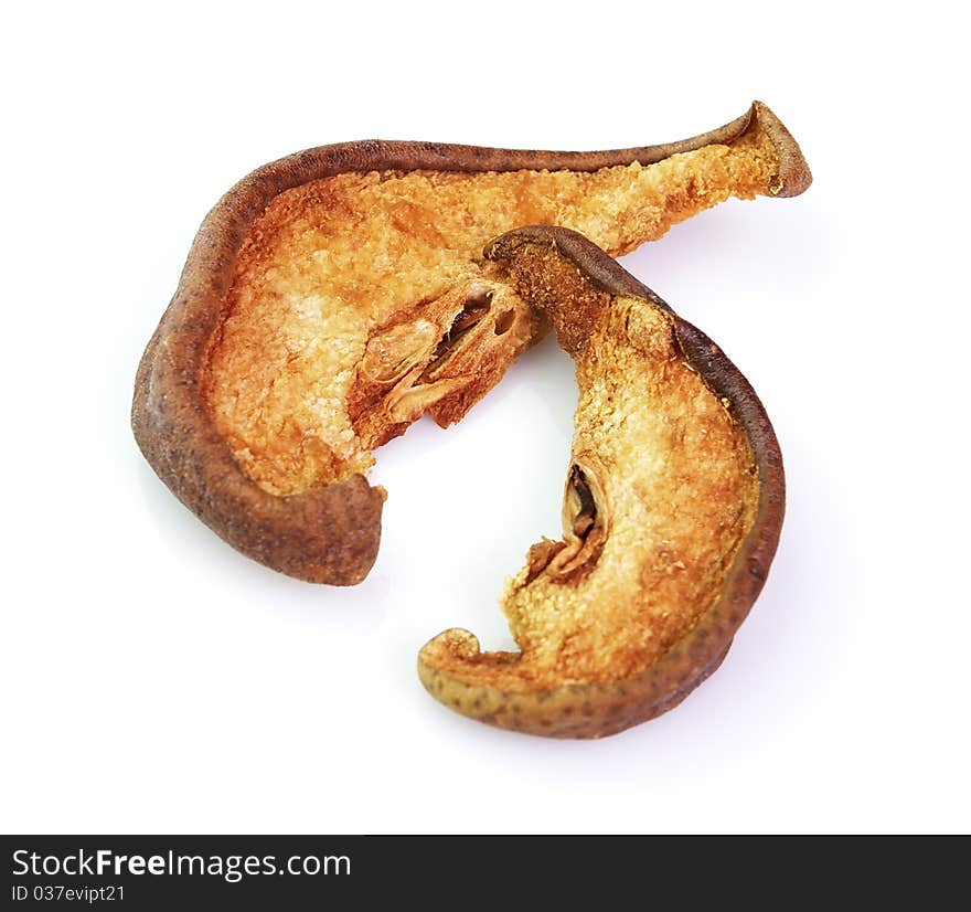 Dried pear on a white background