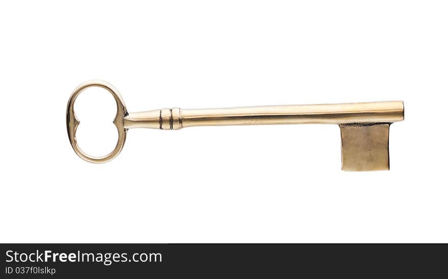 Gold Skeleton Key Isolated on White. Gold Skeleton Key Isolated on White.