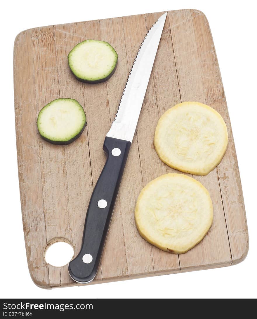 Sliced Yellow Squash on a Wooden Chopping Block