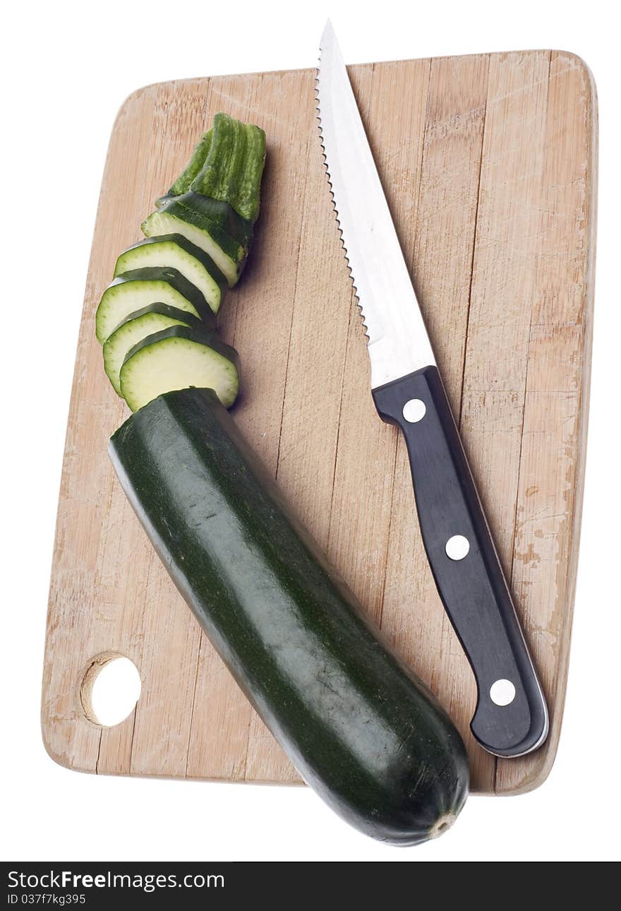 Sliced Zucchini on a Wooden Chopping Block