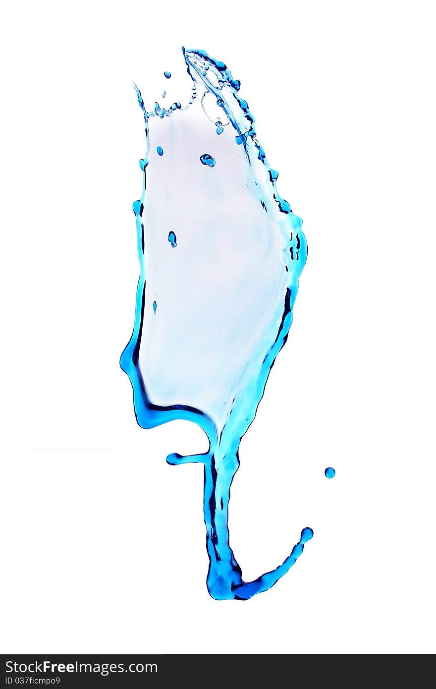 Blue water splash isolated on white background