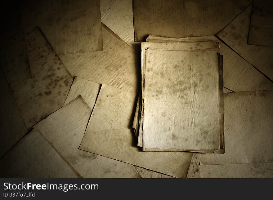 Stack of old papers, retro background