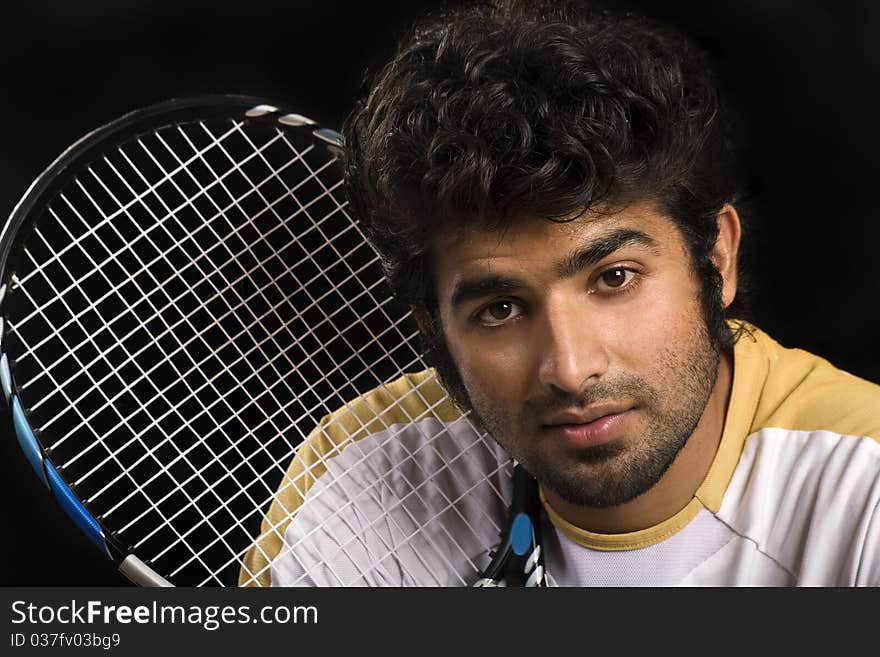 Tennis player shot in the studio