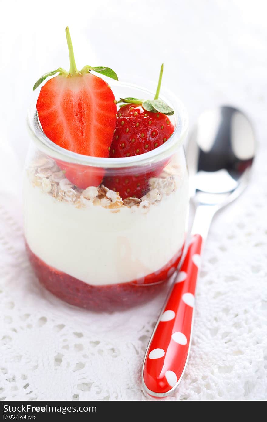 Yogurt with fresh strawberry